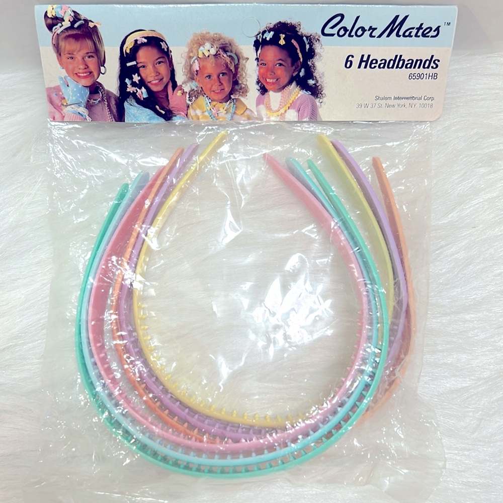 New Vintage Color Mates 6 Headbands Multi Colors sealed Package